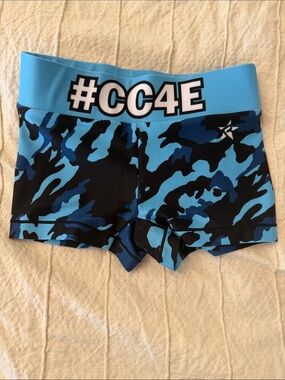 Blue Camo Kids Performance Shorts with #CC4E Waistband